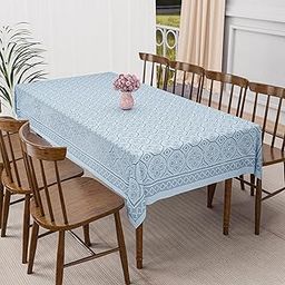 Kuber Industries 60x90 Inch Net Cotton Dining Table Cover Cloth 6 Seater for Living Room and Home Decor | Washable Rectangular Table Cloth for Dining Area and Kitchen | Galaxy 4 Way Design - Grey-image-43