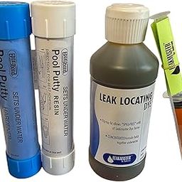 Atlas Pool Leak Detection Kit - Swimming Pool Leak Dye (Yellow) Syringe & 8oz Refill Bottle - Atlas White Putty Epoxy Sealer + Valuable Instructional Step-by-Step DIY Videos-91