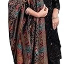 Winter Wear Embroidered Outwear Poly Wool Floral Printed Shawls For Women's (28 x 80 Inches)-picture-22