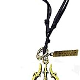 Rudraksha Trishul Damaru Bronze With Adjustable Leather Cord Pendent For Men, Women-picture-55