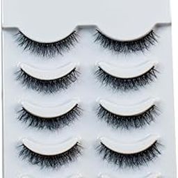 ONMO Beauty False Eyelash For Women-Natural & Lightweight 5 Pair Faux Mink Fake Eyelashes | Soft & Comfortable Black Reusable Cat Eye Lashes extension | Long Lasting Eye Makeup Lash-(Flutter)-3