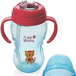 BEEBABY No-Spill Flexi Straw Cup for 1 + Year Old, 100% BPA Free Baby Sipper Bottle with Detachable Handle, Silicone Flex Straw Sippy Cup for Infant/Toddler, 240 ml / 8 oz (Blue, 12M+)-image-52