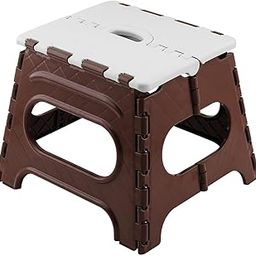 MARKWELL 12 Inches Super Strong Folding Step Stool for Adults and Kids, Kitchen Stepping Stools, Garden Step Stool Kitchen Stool (Brown and Ivory)-picture-28