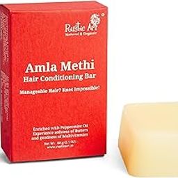 Rustic Art Amla Methi Hair Conditioning Bar | Organic Conditioner for Women & Men | Curly, Dry, & Coloured Hair | Reduces Frizz & Adds Shine | Sulphate, Silicone & Soap-Free | Deep Nourishment | 60g-32