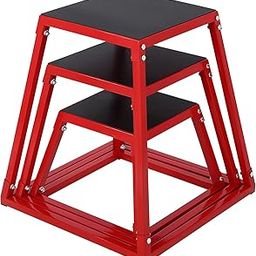 STMHOM Jump Boxes, Heavy-Duty Steel Plyometric Jump Box for Home Gym, Step up Box for Workout with Rubber Pad Plyo Jumping Box Platform Conditioning Strength Training with Sizes 12", 18", 24"-29