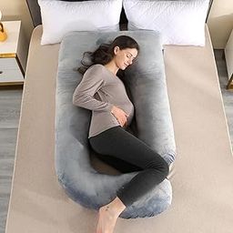 Furrlovers Pregnancy Pillow Plush Fabric for Women for Back, HIPS, Legs, Belly Support During Sleeping, Full Body Maternity Pillow Washable & Removable Velvet Cover. (Grey, J-Shaped)-picture-29