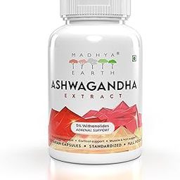 Madhya Earth Ashwagandha Extract Veg Capsules | 5% Withanolides | Stress Management | Mood Balance | Quick Energy | 650mg | 100% Pure Extract | Vegetarian | Ayurvedic | Highest Strength-image-16