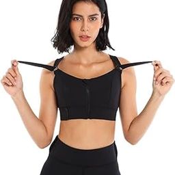 Women's Velcro Sports Bra, Zipper in Front, Criss Cross Back Yoga Bra with Adjustable Straps High Impact Shockproof Tops for Gym, Yoga & Workout - Size: M-4XL-image-15