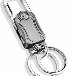 5-in-1 Stylish Keychain for Women & Men - 360° Rotation Carabiner with Bottle Opener, Phone Holder, and Decompression Spinner Durable Zinc Alloy Multi-functional Keychain bike and car, Silver-2