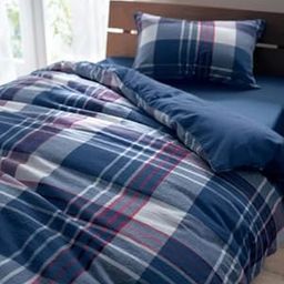 Imperial Home Collection 100% Cotton Printed Single Duvet Cover with Single Pillow Cover. Front and Back Same (Blue Check)-image-35