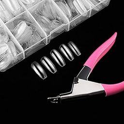 100PCS Acrylic Clear Full Cover Fake Nail Tips and Nail Cutter, Artificial False Nail Tips, Square Shaped, 10 kinds of Sizes, 10Pcs per Size-image-91
