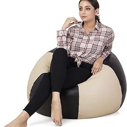RnS Rest 'n' Sleep - Bean Bag Filled with Beans for Living Room, Bed Room for Relaxing, with 1 Year Warranty (4XL, Mushroom/Black) (TD03)-image-1
