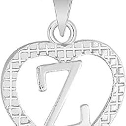 Stylish Jewellery 'Z' Letter Heart Pendants for Girls Women Men Unisex Locket Alphabet Pendant with Chain in Crystal Jewellery Set for Women Silver plated Pendant-14
