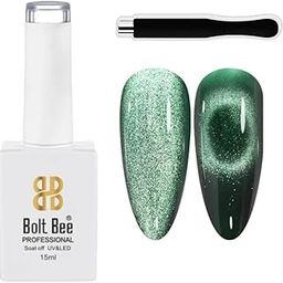 Bolt Bee 9D Holographic Cat Eye Gel Nail Polish, Dark Green, 14ml, UV Soak Off with Magnetic Effect-image-50