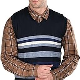 Guy London Striped V Neck Sleeveless Regular Fit Men Navy Reversible Casual Sweater | Casual Winter Sweater for Men | Mens Sweater for Winter Wear-image-74
