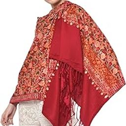 Women's Kashmiri Aari Embroided Cashmilon Woven Stoles, Shawls, Wraps (SIZE: 30" X 80")-image-52