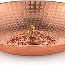 Marrgon Copper Anchoring Basin – Hammered Metal Bowl for Rain Chain Downspout Gutters – Beautiful Decorative Fountain Dish Display for Outdoor Garden, Lawn & Patio Water Feature – 11” Wide x 2” High-image-70