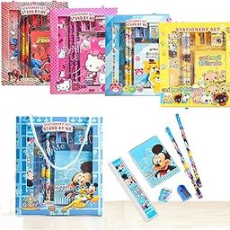12 pcs Cute Cartoon Stationery Set - Includes Pencil scale, eraser note - Return Gifts Birthday Party for kids - return gift for kids birthday age 6-10 3 4 5 6 7 8 12 6-12 years-21