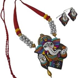Lisma Fashion Handmade Terracotta (Clay Work) Necklace with Earrings for Women and Girls (LS01400)-image-38