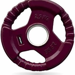 LEEWAY Color Rubber Coated Metal Integrated Olympic Weight Plates (5kg X 2) - Tri-Grip 51mm Barbell Spare Gym Weights for Strength Training (5kg Pair)-30
