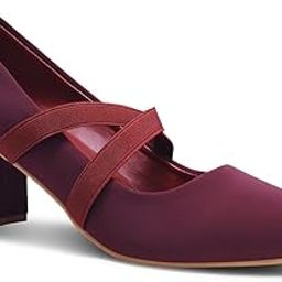 Mary Jane Pumps Criss Cross Strap Pointed Toe Brown Chunky Block Heel Shoes-14