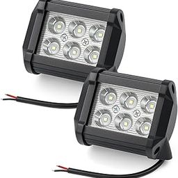 Croapo LED Fog Light, 18W 6-LED DRL Lamp for Car SUV Bike, Off-Road Auxiliary Light, 12V-24V, Set of 2, Black-image-17
