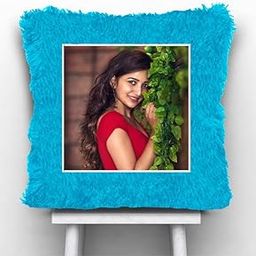 BMRGIFTS Fur Personalized Gift Photo Cushion for Boyfriend Girlfriend Husband Wife on Occasions Valentine's Day Birthday Anniversary Special Love Gift Square 15x17 inch, Blue (PC26)-image-89