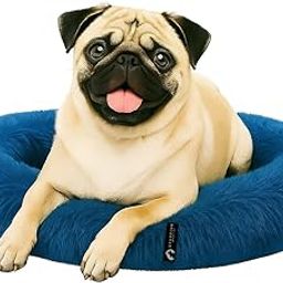STUFFIVA Oval Shaped Faux Fur PET Bed | for Cats, Kittens and Small Dogs | with Reversible Cushion | Washable Cozy and Comfortable | Medium | 60 x 80 x 12 cm | (Blue, M)-image-35