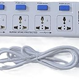 Surge Spike EXT-505 Universal Surge Protector with 5 Socket 5 Push Button Switch 2.5 Wire 5 Socket Extension Boards (White, Blue, 2.5 m)-27