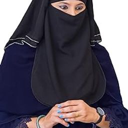 VASTRAGRAH Women's fashion Black color Chiffon fabric 3 layered Plain Pardi Nosepiece-image-22