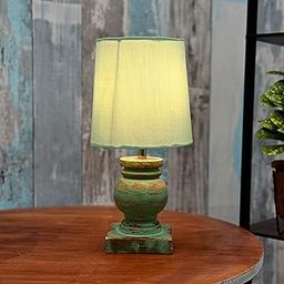 Homesake Distress Small Incandescent Table Lamp for Bedroom Living Room Simple Retro Wood Grain Farmhouse Bedside Lamps Suitable for Nightstand, Gift, Trophy, (Green)-image-37