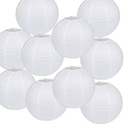 12 inch White Round Paper Lantern Wedding Lamp Shade Grad Party Ceiling Decor Pack of 10-image-27