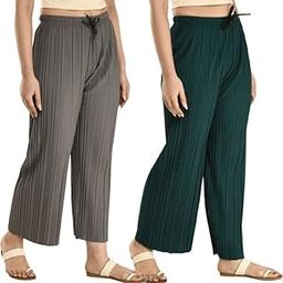 Stretchable Relaxed Fit Solid Palazzo - Pack of 2-image-27