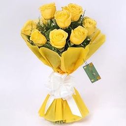 The FloralMart® Mother's Day Special Fresh Flowers Bouquet of 08 Yellow Roses in Paper Wrapping, Bunch of 08 (Yellow Rose)-image-45