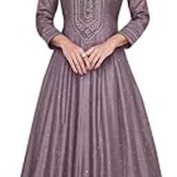 Women's Purple Chinon Stitched Top with Chinon Dupatta Full Sleeve Embroidered Anarkali Gown (ME-1193)-16