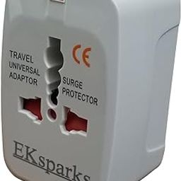 EKsparks Universal Travel Adapter Worldwide All in One International Universal Power Travel Adaptor Smart Wall Charger AC Power Plug Adapter Compatible with Smartphone and 150+ Countries (White)-4