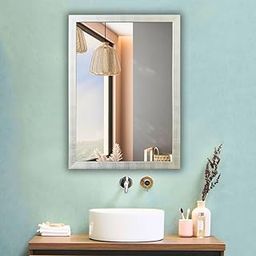 The Deqor Essential Sleek Frame Wall Mount Premium Engineered Wood Bathroom Mirror,Modern,VanityGlass,Bedroom,Living Room,Durable & Clear,Standard Trim,Waterproof,Rectangle Shape,18x24 Inch|FRM1824A16-image-6