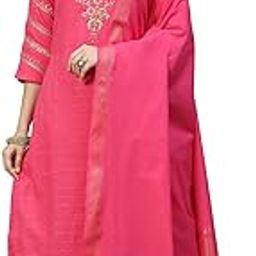 Women Metallic Cotton Straight Kurta Slim Pant Suit Set-image-43