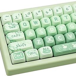 COOMICKEY PBT keycaps MOA Profile, Cute Keycaps Set, 133 Keys Dye-Sublimation Keycaps with Key Puller for Cherry Gateron MX Switches Mechanical Gaming Keyboard (Green Cartoon)-17
