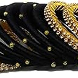 harshanvikaboutique Silk Thread Bangles Plastic Bangle Set Set For Womne's and Girls Black Color-image-9