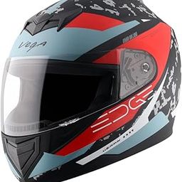 Vega Edge US Army ISI Certified Matte Finish Full Face Helmet for Men with Clear Visor -Dull Black Red-L-picture-8