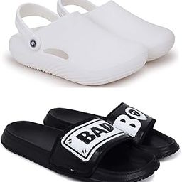 Combo Pack of 2 Slipper/Flip Flops/Slides/Clogs/Sandals for Men (Cl-800 Vs Badboy, Big Star)-image-82
