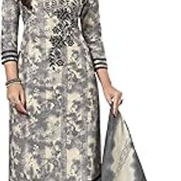 Women Cotton Unstitched Dress Material (Band1819,Grey,Free Size)-picture-30