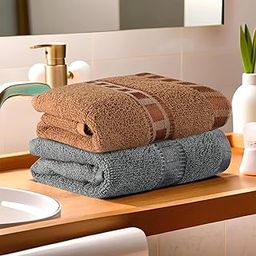 Kuber Industries Pack of 2 Cotton Hand/Face Towels For Men & Women | Easily Washable | Workout Gym Napkins For Men | Pocket Towel - Grey & Golden-image-65