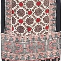 Women Ajrakh Modal Silk Natural Dye Hand Block Print Stole With Tassels - 2 Mtr Length-image-42