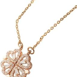 | Gold Simple Light Luxury Stainless Steel Necklace | Magnetic Two-Wear Clavicle Chain | Love & Four-Leaf Clover Pendant | Jewelry for Women & Girls | Anti-Tarnish | Free Adjustable Golden-image-21