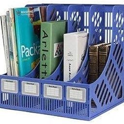 H&HGOLDI 4 Sections File Rack Plate Paper Magazine Holder Home Office Desk Book Sorter Storage Hanger Tidy Display Bin Desktop Shelf File Dividers Cabinet Document Tray Organizer Box (Black)-image-23