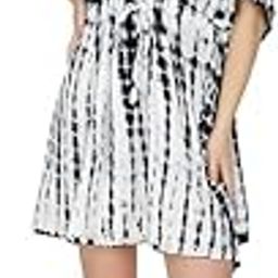 V-Neck Beach Rayon Regular Night Wear Tie Die Short Kaftan Dress Top for Women-36