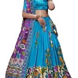 Women’s Wear Kalamkari Print With Foil Work Tussar Silk Lehenga Choli Sett-picture-37