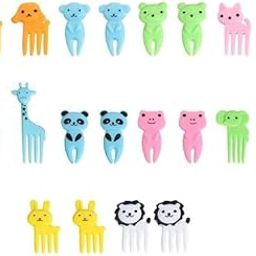 MAPPERZ 10pcs Kids Fruit Fork, Cute Animal Shape Small Fruits Fork for Children, Reusable Cartoon and Animal Design PVC Pattern for Pastry, Cake (Random Colour) Pack of 1-image-36